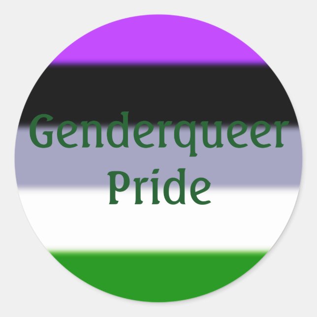 Falln Genderqueer Pride Flag (Text) Classic Round Sticker (Front)