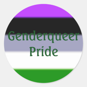 Falln Genderqueer Pride Flag (Text) Classic Round Sticker