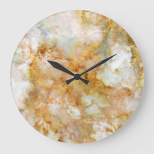 Falln Gold Rippled Marble Large Clock