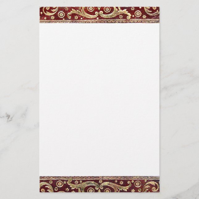 Falln Gold Swirled Red Book Stationery (Front)
