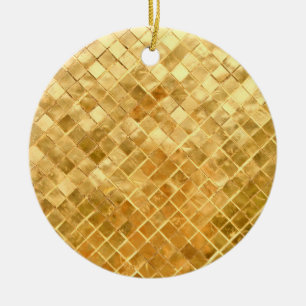 Falln Golden Chequerboard Ceramic Ornament
