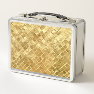 Falln Golden Chequerboard Metal Lunch Box