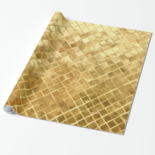 Falln Golden Chequerboard Wrapping Paper (Unrolled)