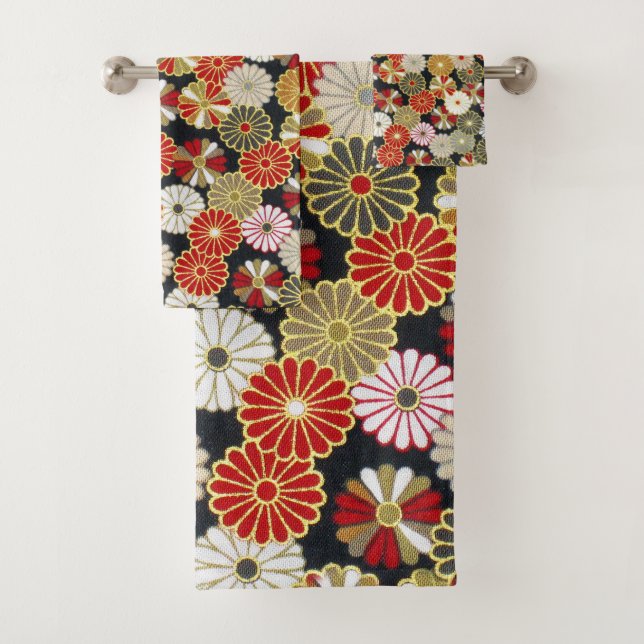 Falln Golden Chrysanthemums Bath Towel Set (Insitu)