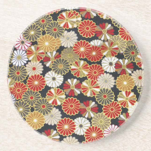 Falln Golden Chrysanthemums Coaster (Front)