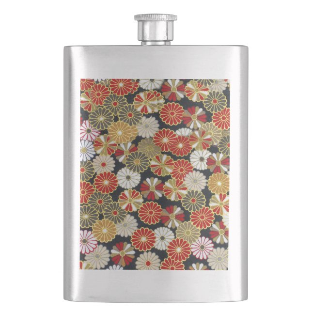 Falln Golden Chrysanthemums Hip Flask (Front)