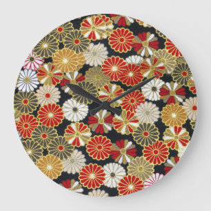 Falln Golden Chrysanthemums Large Clock