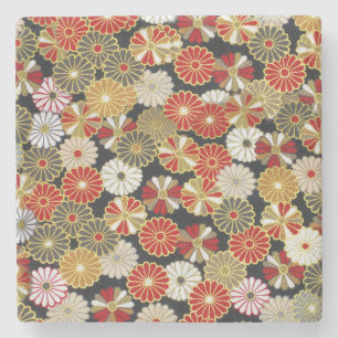 Falln Golden Chrysanthemums Stone Coaster