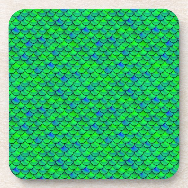 Falln Green Blue Scales Coaster (Front)