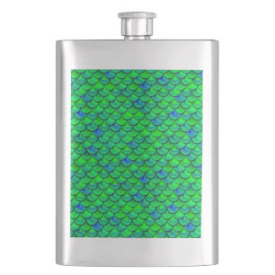 Falln Green Blue Scales Hip Flask