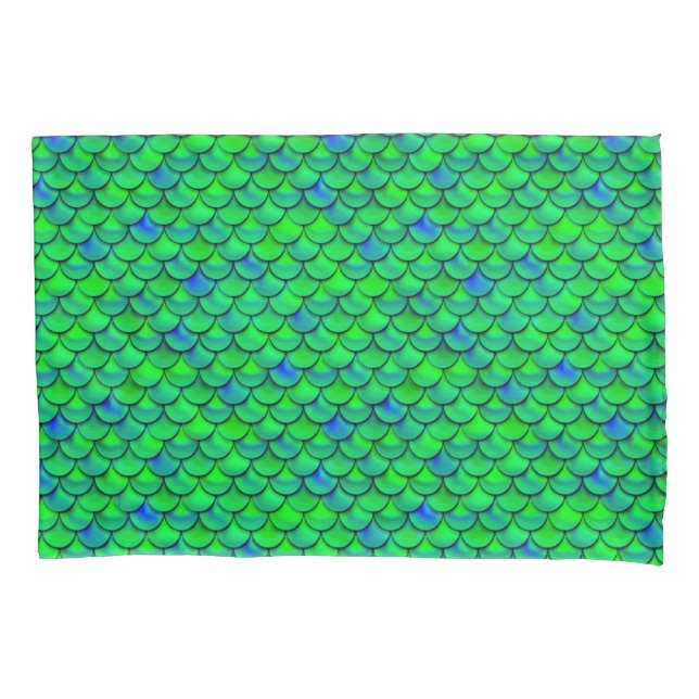 Falln Green Blue Scales Pillowcase (Front)