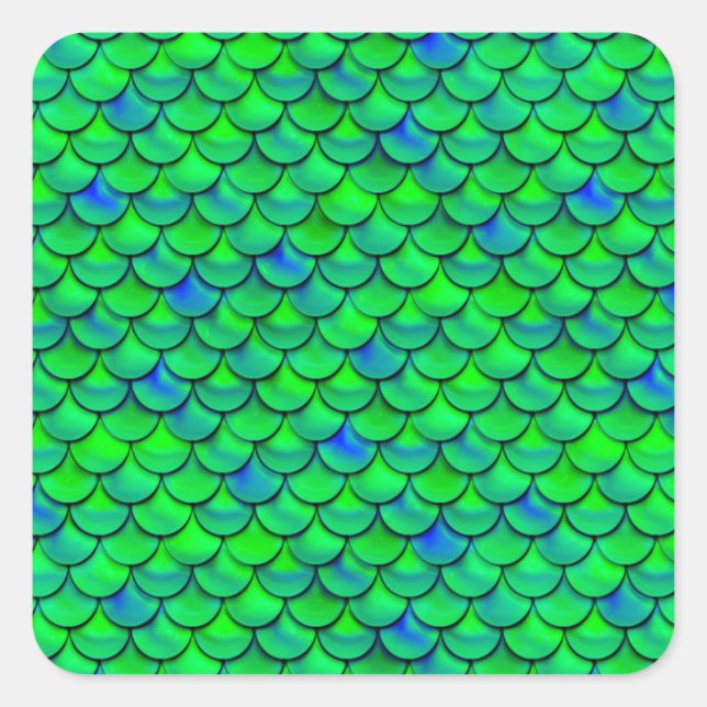 Falln Green Blue Scales Square Sticker (Front)