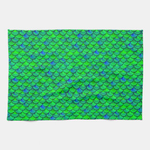 Falln Green Blue Scales Tea Towel