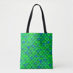 Falln Green Blue Scales Tote Bag