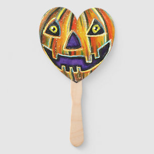 Falln Grinning Pumpkin Vintage Halloweenies Hand Fan