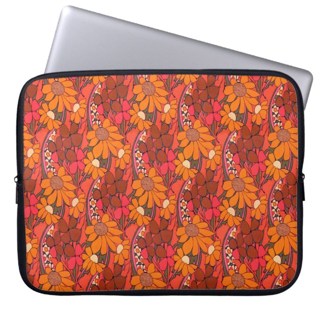 Falln Groovy Flowers Laptop Sleeve (Front)