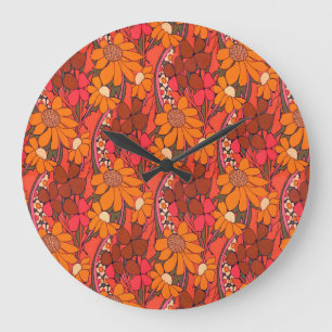 Falln Groovy Flowers Large Clock