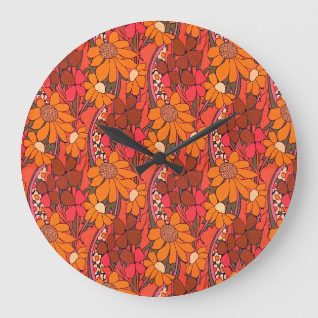 Falln Groovy Flowers Large Clock (Front)