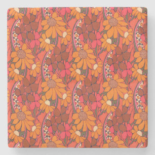 Falln Groovy Flowers Stone Coaster