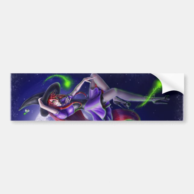 Falln Happy Halloween Pumpkin Witch Bumper Sticker (Front)