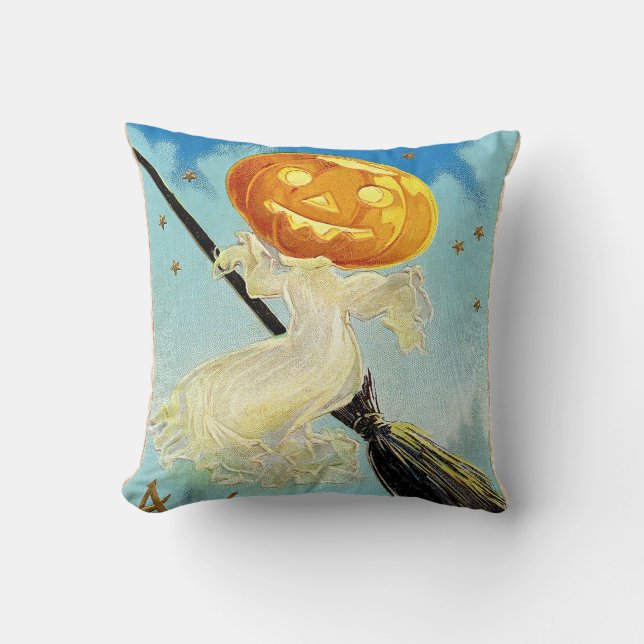 Falln Happy Halloween Pumpkin Witch Cushion (Front)