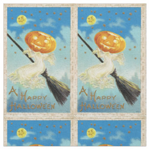 Falln Happy Halloween Pumpkin Witch Fabric