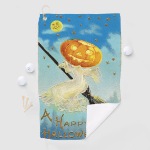 Falln Happy Halloween Pumpkin Witch Golf Towel