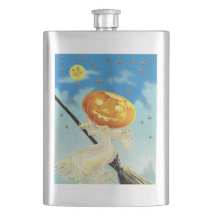 Falln Happy Halloween Pumpkin Witch Hip Flask