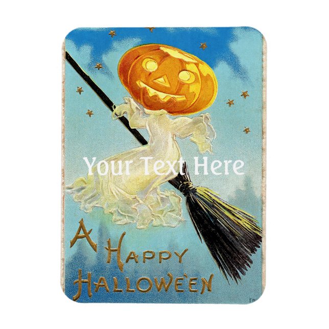 Falln Happy Halloween Pumpkin Witch Magnet (Vertical)