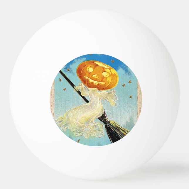 Falln Happy Halloween Pumpkin Witch Ping Pong Ball (Front)