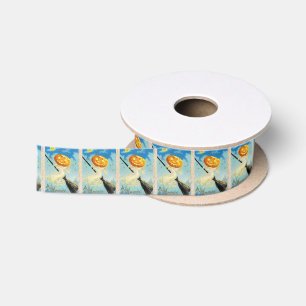 Falln Happy Halloween Pumpkin Witch Satin Ribbon