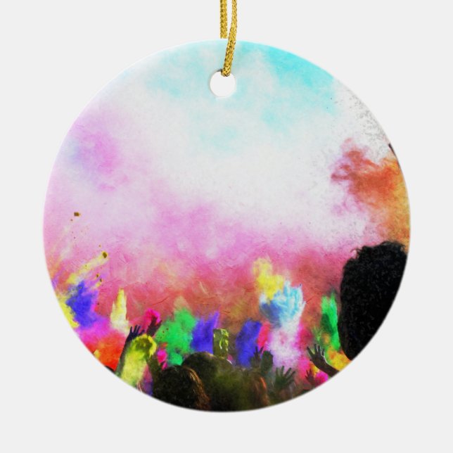 Falln Holi Colours Ceramic Ornament (Front)