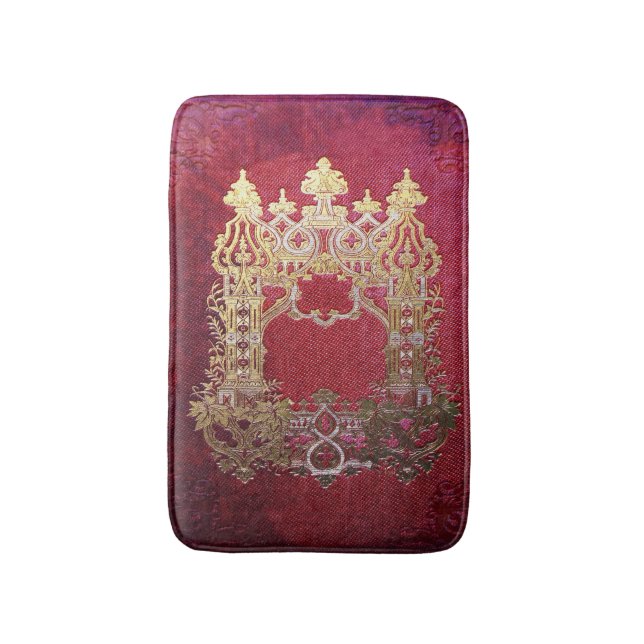 Falln Ink Stained Crimson Bath Mat (Front Vertical)