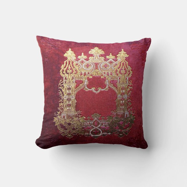 Falln Ink Stained Crimson Cushion (Front)