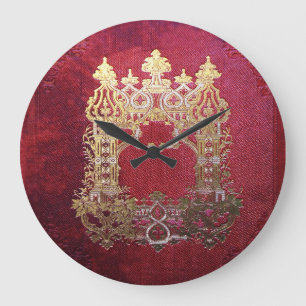 Falln Ink Stained Crimson Large Clock