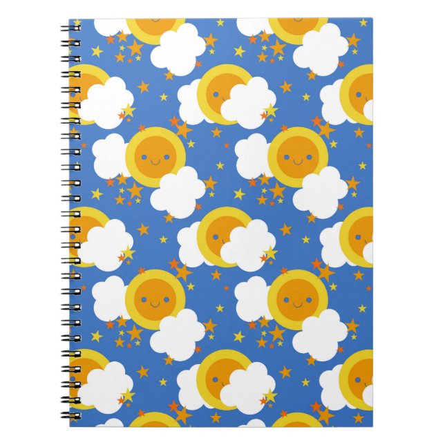 Falln Kawaii Moon, Stars, Sunshine Notebook (Front)