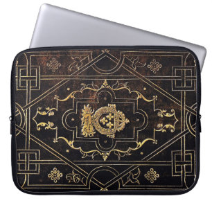Falln Leather and Gold Laptop Sleeve
