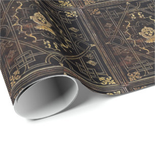 Falln Leather and Gold Wrapping Paper
