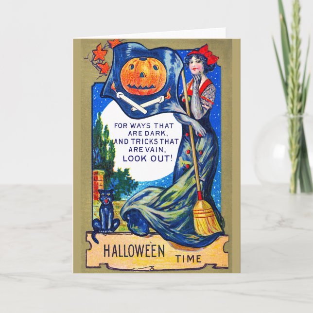 Falln Look Out Halloween Time Card (Front)