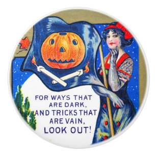Falln Look Out Halloween Time Ceramic Knob