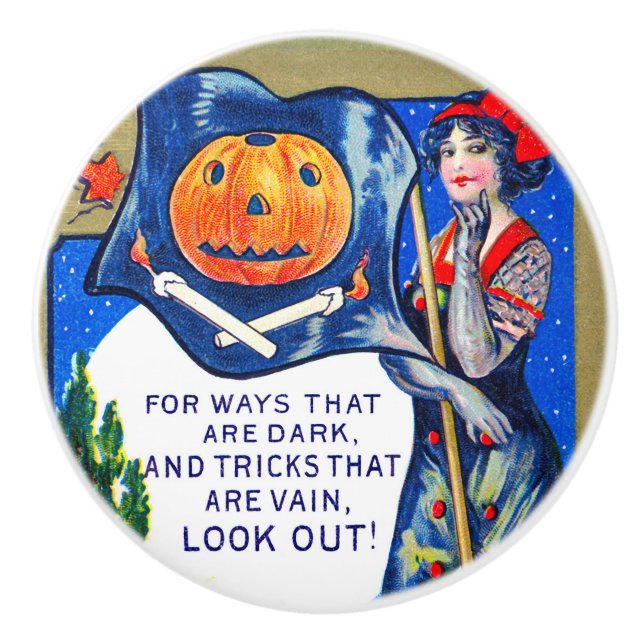 Falln Look Out Halloween Time Ceramic Knob (Front)