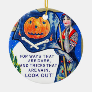 Falln Look Out Halloween Time Ceramic Tree Decoration