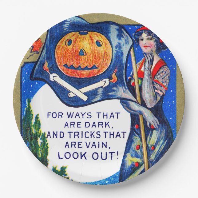 Falln Look Out Halloween Time Paper Plate (Front)
