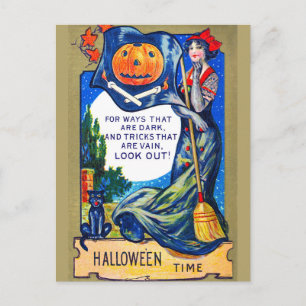 Falln Look Out Halloween Time Postcard