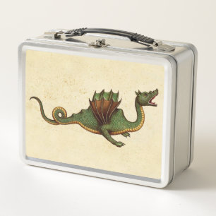 Falln Mediaeval Green Dragon Metal Lunch Box