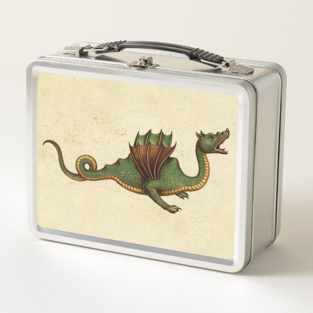 Falln Mediaeval Green Dragon Metal Lunch Box (Front)