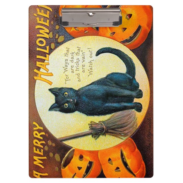 Falln Merry Halloween Cat Clipboard (Front)