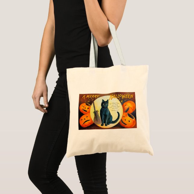 Falln Merry Halloween Cat Tote Bag (Front (Product))