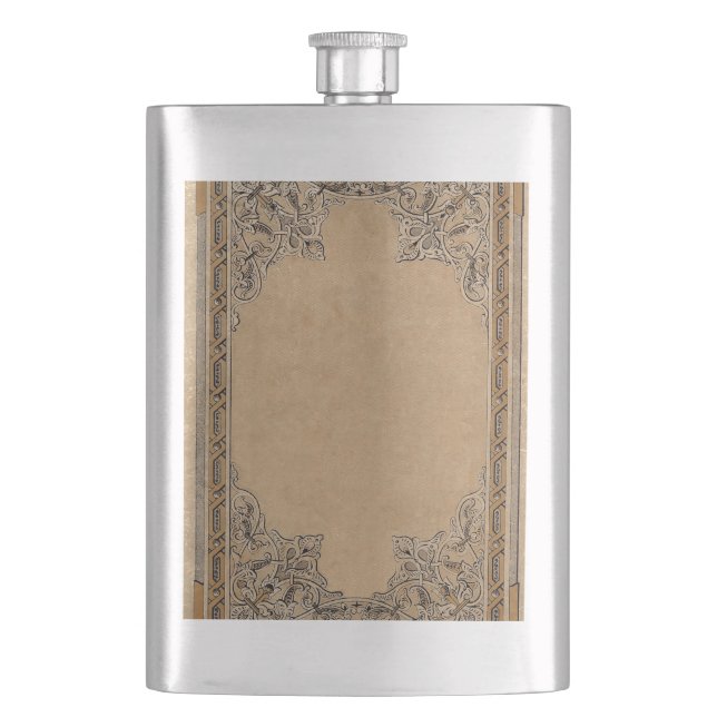 Falln Old Knotwork Sepia Paper Hip Flask (Front)