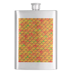 Falln Orange and Green Scales Hip Flask